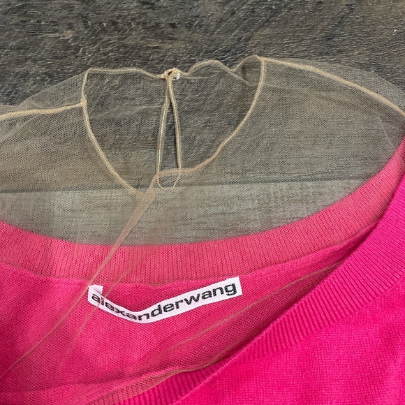 Alexander Wang hot pink sheer yoke sweater - Picture 4 of 8